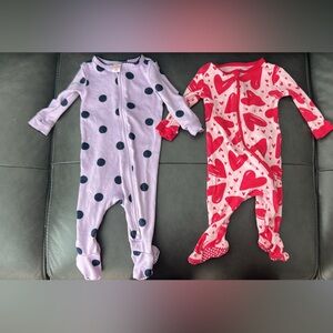 Bay girls 0-3 Polka Dot and Heart Print  One Piece sleepers